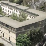 Ancienne prison d'Avignon réhabilité en logements avec grande cour intérieure arborée