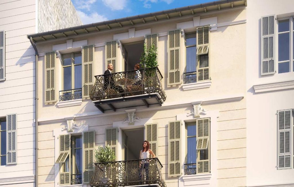 Investissement immobilier locatif au coeur de Nice avec une façade refait à neuf et deux balcons