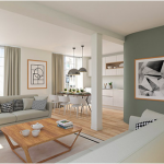 immobilier Angers avec un salon intérieur et deux canapés avec un design très lumineux