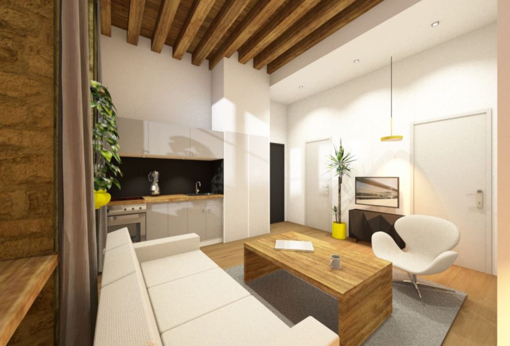 logement lyon interieur design salon avec canape blanc et mobilier en bois