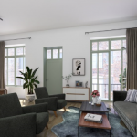 Ce projet immobilier loi Malraux à Lille dispose d'un grand salon meublé et lumineux