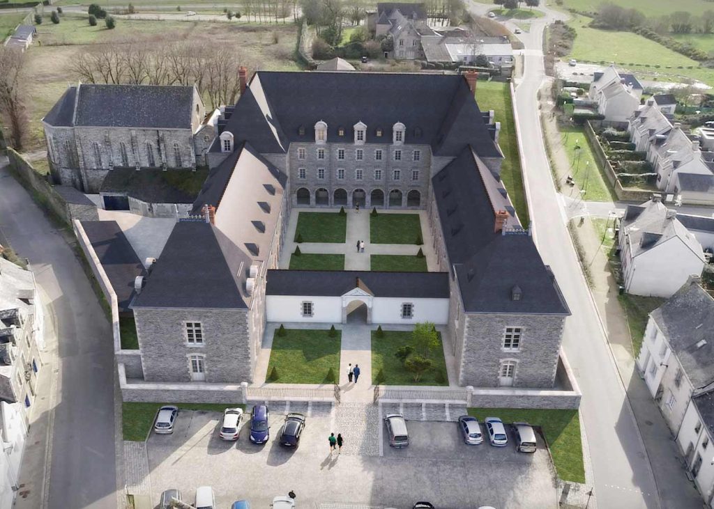 Projet immobilier en Guerande avec cette vue aérienne du bâtiment éligible Monument Historique