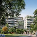 pinel bordeaux-résidence neuve espaces verts passants ciel bleu