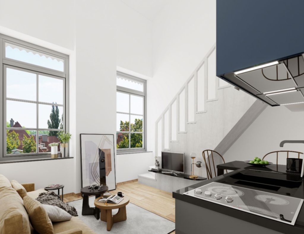 Investissement immobilier locatif à Lyon 4 avec ce logement meublé et rénové blanc et bleu